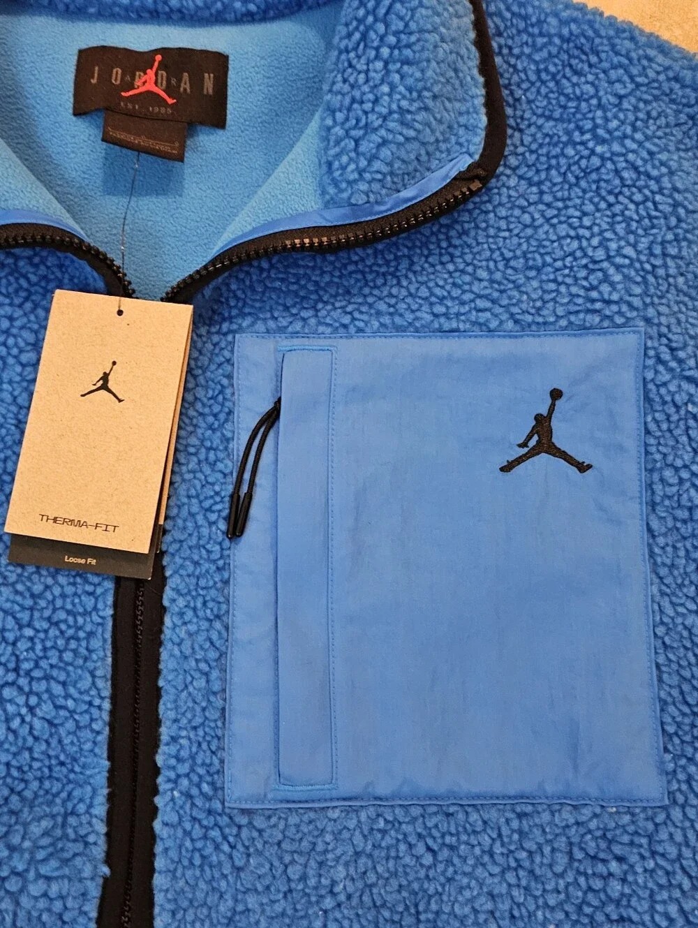 Nike Jordan Jumpman Full-Zip Sherpa Fleece Jacket Men's Large Blue HV0778 406